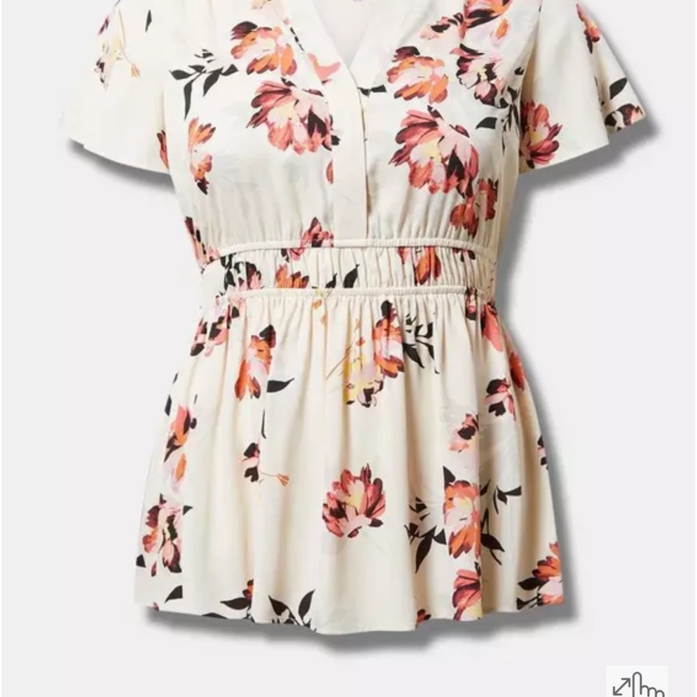 Peplum Georgette Flutter Sleeve Blouse